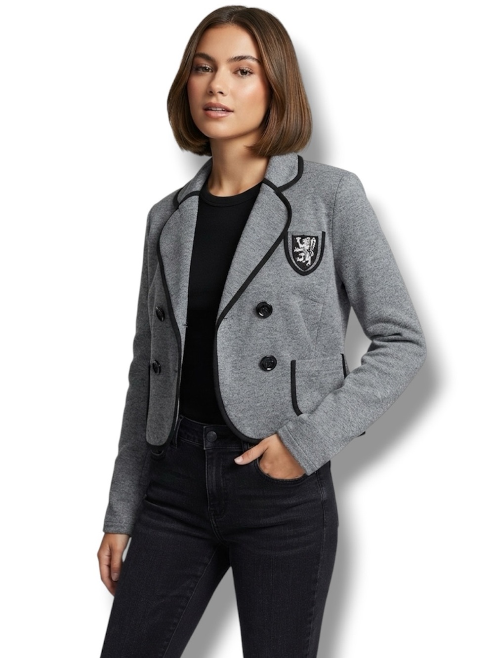 JJ Basics (Kohl’s) Blazer VTG Y2K Military Academia Cropped Jacket Junior’s M
